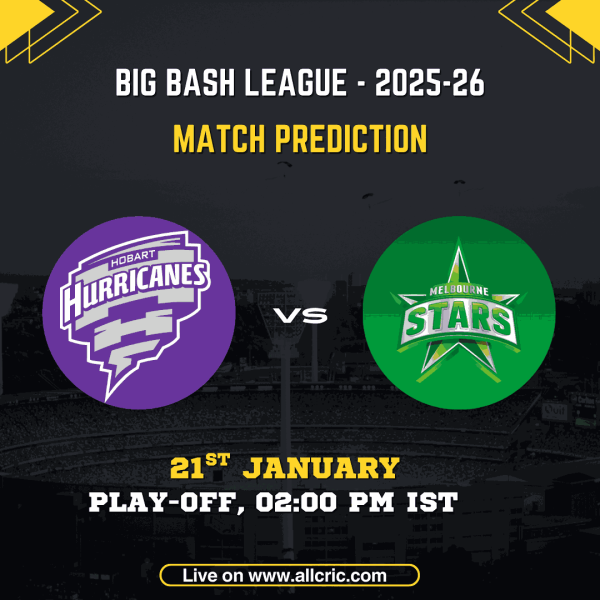 HUR vs STA dream11 prediction – Hobart Hurricanes vs Melbourne Stars today match prediction, HUR vs STA dream11 team today for BBL 2025-26 Qualifier at Bellerive Ova