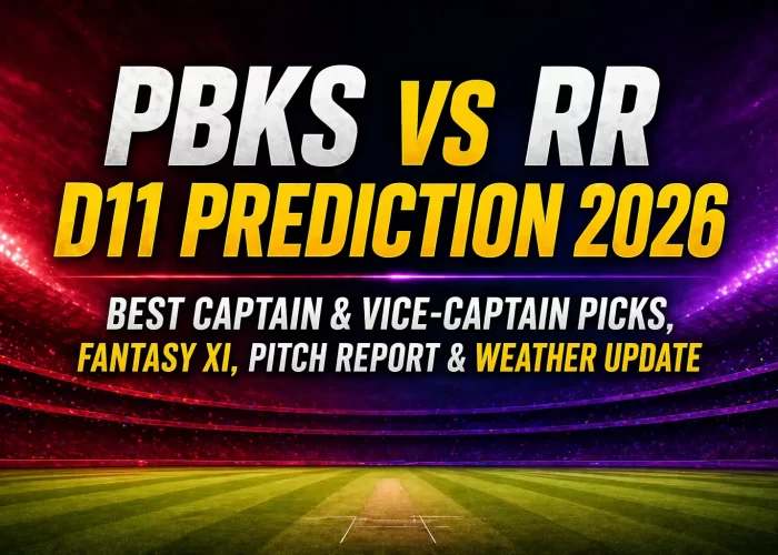 PBKS vs RR Dream11 prediction 2026 best captain vice captain fantasy XI pitch report weather update banner