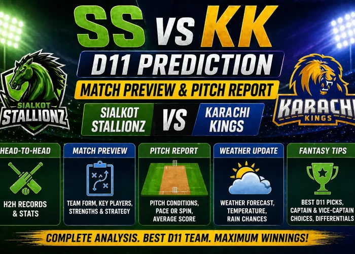 SS vs KK Dream11 prediction match preview pitch report Sialkot Stallionz vs Karachi Kings fantasy tips