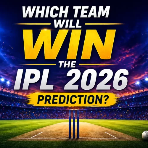 “Which team will win IPL 2026 prediction cricket stadium banner”