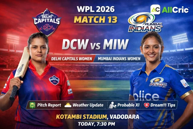 DC W vs MI-W dream11 prediction – WPL 2026 Match 13 preview, DC W vs MI W dream11 team today & toss update at Kotambi Stadium