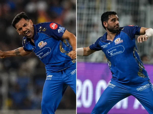 Deepak Chahar in Mumbai Indians jersey during IPL action after securing a ₹9.25 crore contract with the franchise.