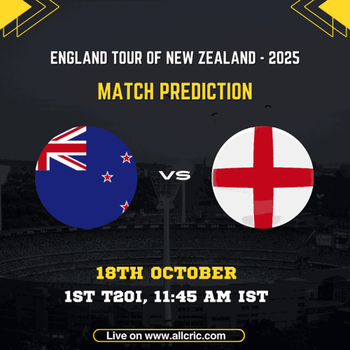 ENG vs NZ Today Match Prediction & Fantasy Team – 1st T20 2025 ENG vs NZ Today Match Prediction — England take on New Zealand in the 1st T20I 2025 at Christchurch. Get ENG vs NZ Prediction, Fantasy Team, and key insights on pitch, weather, and probable XI. England’s balance gives them the edge, but New Zealand’s home strength promises a tight contest.