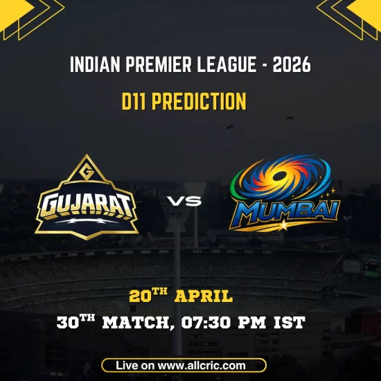 GT vs MI Dream11 prediction today match IPL 2026 – Gujarat Titans vs Mumbai Indians Dream11 team prediction April 20 Ahmedabad