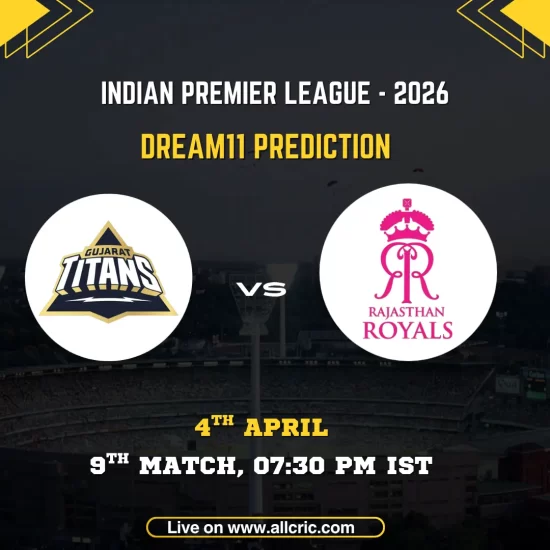 GT vs RR Dream11 prediction today match for IPL 2026 featuring Gujarat Titans vs Rajasthan Royals, 4 April 9th match details, fantasy cricket team today, captain picks, pitch report and match prediction