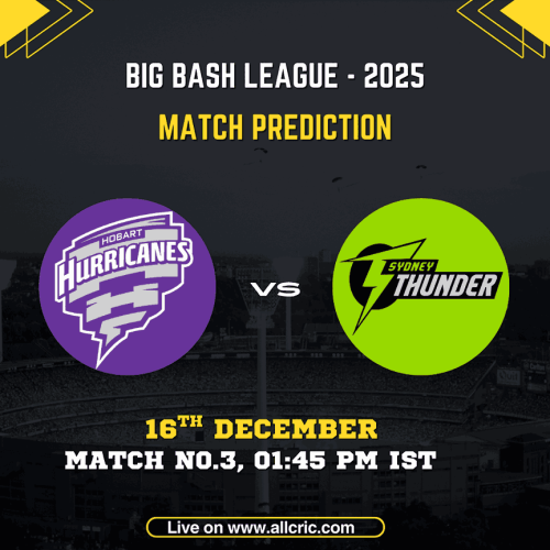 HH vs ST Dream11 prediction and HH vs ST today match prediction for BBL 2025 Match 3 – Hobart Hurricanes vs Sydney Thunder at Bellerive Oval on 16 December
