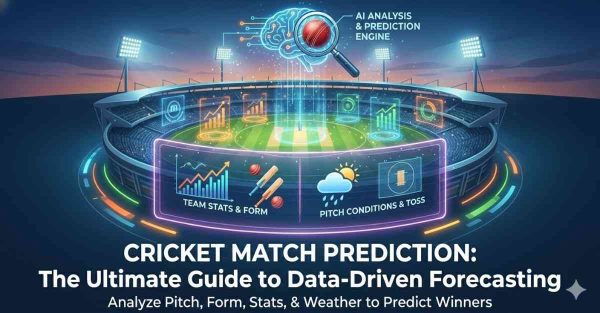 Cricket match prediction using AI analysis, team stats, pitch conditions, and weather data to predict match results and today match prediction outcomes.