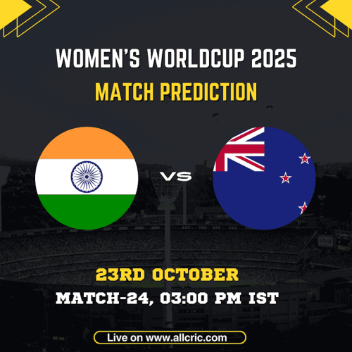 IND W vs NZ W Prediction — India Women vs New Zealand Women, Match 24 of ICC Women’s World Cup 2025 at Dr. DY Patil Sports Academy, Navi Mumbai. Get full IND W vs NZ W match prediction, team prediction, pitch report, and today match prediction insights.
