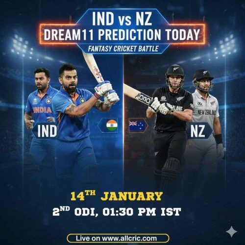 IND vs NZ Dream11 prediction today match featuring Virat Kohli and Rohit Sharma for India, and Daryl Mitchell and Kyle Jamieson for New Zealand, with key player stats and probable winner details.
