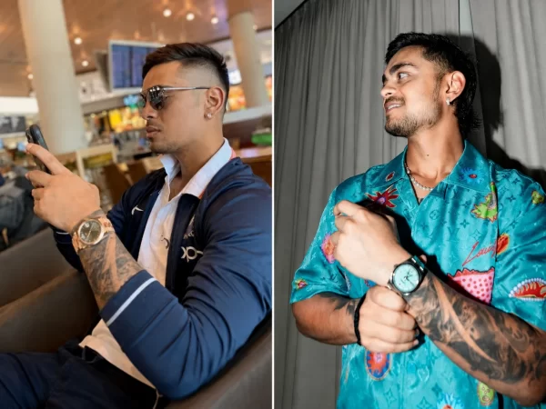Ishan Kishan watch collection featuring luxury wristwatches in lifestyle photos, highlighting his premium accessories and fashion style.