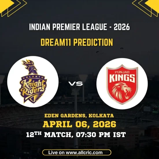 KKR vs PBKS Dream11 prediction today match for IPL 2026 featuring Kolkata Knight Riders vs Punjab Kings at Eden Gardens, April 6 12th match details, Dream11 team today, fantasy tips, captain picks and match prediction