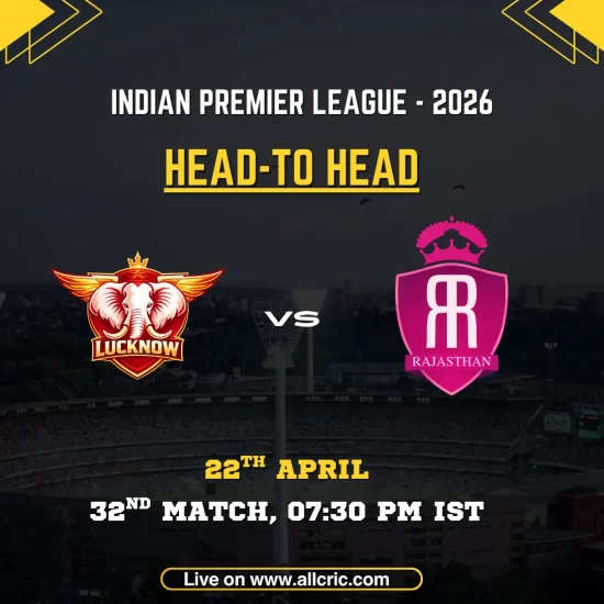 LSG vs RR head to head record IPL 2026 Lucknow Super Giants vs Rajasthan Royals stats head to head today Ekana match