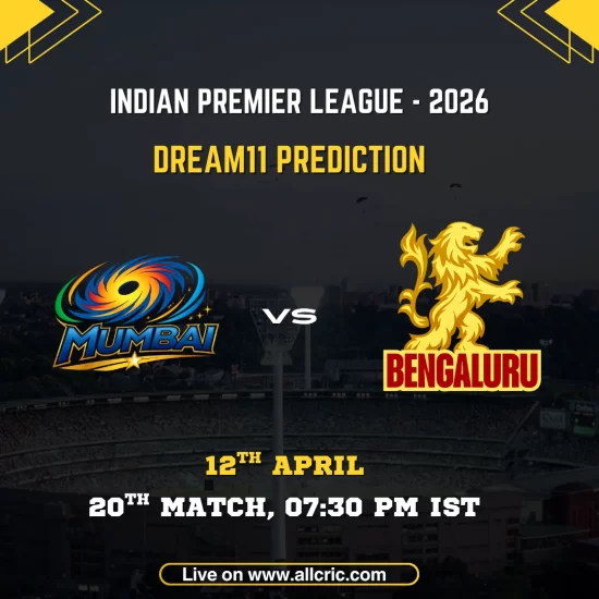 MI vs RCB Dream11 prediction today match IPL 2026 – Mumbai Indians vs Royal Challengers Bengaluru Dream11 team today, fantasy picks, April 12 Wankhede match