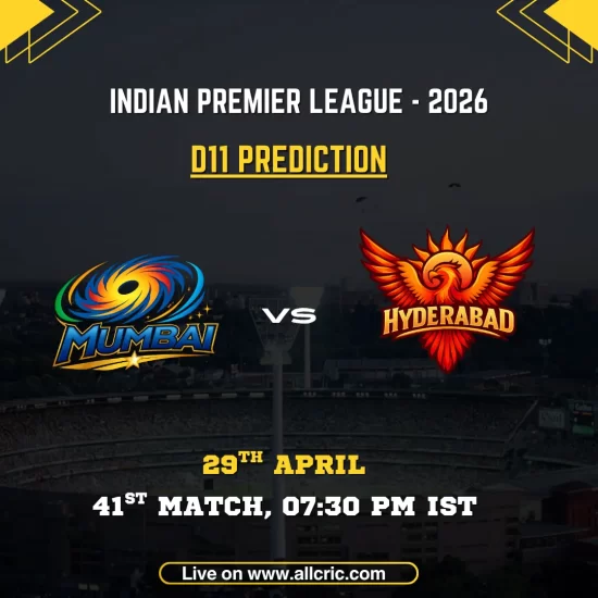 MI vs SRH Dream11 Prediction Today Match – Mumbai Indians vs Sunrisers Hyderabad IPL 2026 D11 Prediction, 41st Match, April 29, 7:30 PM IST, Wankhede Stadium