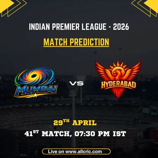 MI vs SRH Today Match Prediction – Mumbai Indians vs Sunrisers Hyderabad, IPL 2026 41st Match, April 29, 7:30 PM IST, Wankhede Stadium