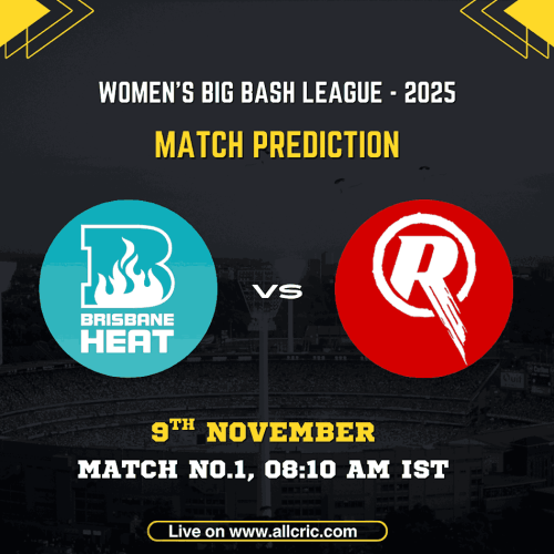 Brisbane Heat Women vs Melbourne Renegades Women WBBL 2025 Match 1 poster featuring team logos, match date, and time — ideal for MR W vs BH W today match prediction, MR W vs BH W Dream11 prediction, and fantasy team updates.