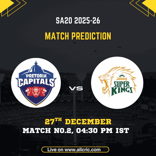 PC vs JSK today match prediction for SA20 2025-26 Match 2 featuring Pretoria Capitals vs Joburg Super Kings, including PC vs JSK dream11 prediction, team preview, match details, and probable playing XI at SuperSport Park, Centurion.