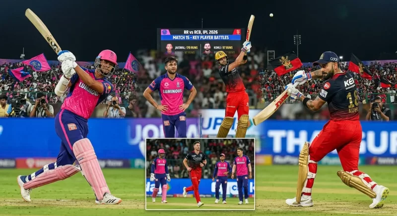 RR vs RCB key player battles IPL 2026 featuring Yashasvi Jaiswal, Virat Kohli, Tim David and Devdutt Padikkal in Rajasthan Royals vs Royal Challengers Bengaluru match preview