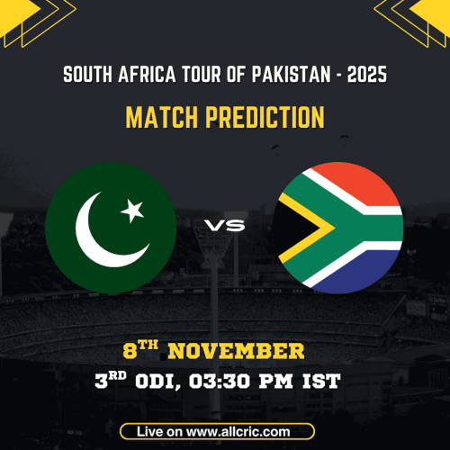 Pakistan vs South Africa 3rd ODI 2025 match graphic showing national flags of both teams, match date, and time details for the South Africa tour of Pakistan — ideal for pak vs sa win prediction, sa vs pak match prediction, and fantasy cricket insights.