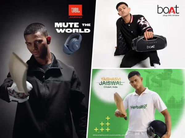 Yashasvi Jaiswal featured in endorsement campaigns for JBL, boAt and Herbalife, highlighting his growing commercial value off the cricket field.