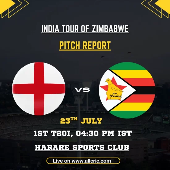 ZIM vs IND pitch report for the 1st T20I at Harare Sports Club, covering batting and bowling conditions.