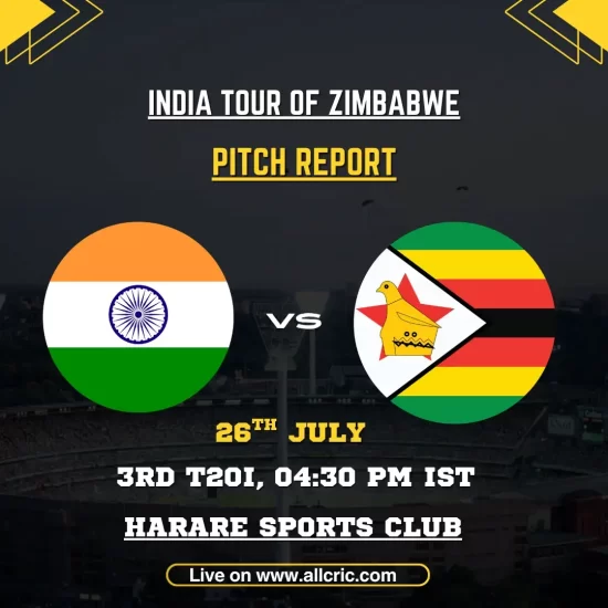 ZIM vs IND pitch report today for the 3rd T20I at Harare Sports Club, a balanced surface offering early seam and later spin assistance.
